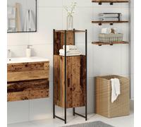 Armoire de Salle de Bain Colonne Placard Rangement Toilette Chêne Fumé vidaXL