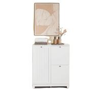 Armoire de salle de bain, comprenant des paniers à linge, design économe en espace, BLANC