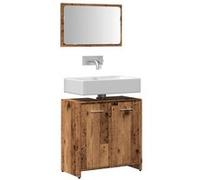 vidaXL Armoire de salle de bain et miroir vieux bois bois d'ingénierie, miroir de courtoisie, armoire de salle de bain, 856042