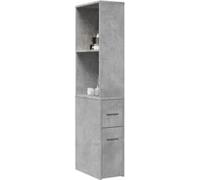 Armoire de salle de bain étroite avec roulettes gris béton