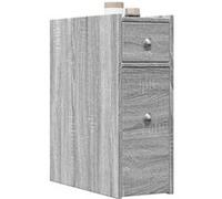 vidaXL Armoire de Salle de Bain étroite avec roulettes Sonoma Gris, Armoire de Salle de Bain Haute, Rangement de Salle de Bain étroit, Armoire de Salle de Bain Haute indépendante