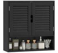 Armoire de Salle de Bain HOMCOM, Armoire de Rangement Murale avec étagères réglables et Porte à Fermeture Douce, Armoire de Rangement pour Salle de Bain, Salon, 60 x 20 x 60 cm, Noir