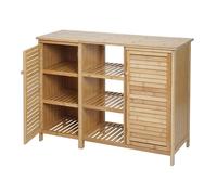 Armoire De Salle De Bain Hwc-B18, Etagère Commode Etagère De Salle De Bain, 2 Portes Bambou 87x99x33cm Multicolore