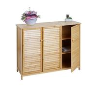 Armoire De Salle De Bain Hwc-B18, Armoire De Salle De Bain Étagère De Salle De Bain Commode, 3 Portes Bambou 81x97x34cm Multicolore