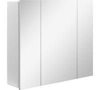Armoire de salle de bain Kleankin avec 3 portes en miroir, meuble suspendu de salle de bain en bois blanc, étagères intérieures réglables