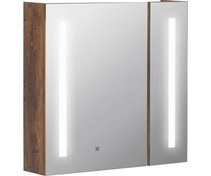 Armoire de salle de bain Kleankin avec éclairage LED réglable, 2 portes et étagère réglable, 70x15x65 cm, marron