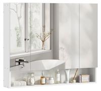 Armoire de salle de bain Kleankin avec miroir, 3 portes à fermeture douce et étagères réglables, 90 x 15 x 75 cm, blanc