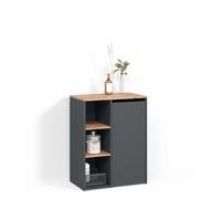 Armoire de salle de bain Livinity Paolina Anthracite/chêne doré 68x88.2cm avec des étagères ouvertes, Model 57399