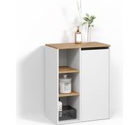 Armoire de salle de bain Livinity Paolina Blanc/Artisan 68x88.2cm avec étagères ouvertes et panier à linge, Model 58843