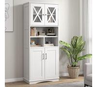 Armoire de salle de bain - Meuble de rangement - Meuble de toilette - Petit meuble - Armoire haute - Autoportant - Portes en acrylique - Étagères réglables