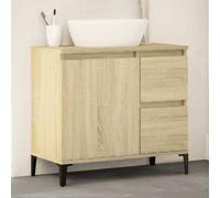 Cabinet de salle de bain moderne - vidaXL - Chêne noir - 65x33x60 cm - 3 compartiments - 1 porte - Bois d'ingénierie
