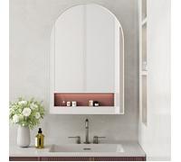 ARMOIRE DE SALLE DE BAIN,Miroir de Salle de Bain Arche,étagères Réglables,Miroir Décoration pour Salon,Chambre,Entrée,91x61cm,Blanc