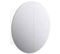 Armoire de salle de bain miroir rond et LED Blanc 40x40x17,5 cm