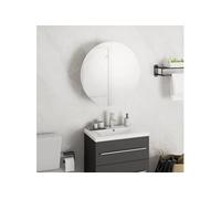vidaXL Armoire de salle de bain – Miroir rond LED – Blanc 40×40×17,5 cm