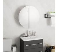 Armoire de salle de bain miroir rond et LED Blanc 40x40x17,5 cm