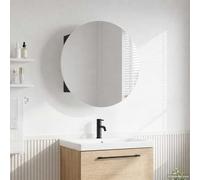 vidaXL Armoire de salle de bain miroir rond et LED Noir 47x47x17,5 cm