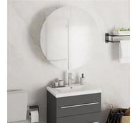 vidaXL Armoire de salle de bain miroir rond LED – Rangement blanc 47×47×17,5 cm