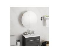 Armoire de salle de bain miroir rond et LED Chêne 40x40x17,5 cm