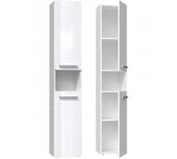 CDF Armoire de Salle de Bain Haute et étroite sans Panier à Linge, larg.: 31 cm Meuble de Rangement Adapté aux Petits Espaces, WC Couloir Blanc Brillance, 30x31x174 cm Résistant à l’Humidité