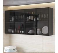 Armoire de Salle de Bain Murale élégante en Verre, Organisateur de Cuisine étroit Marron/Gris, Solution de Rangement au-Dessus des Toilettes, présentoir Chic pour Salon avec poignée dissimul