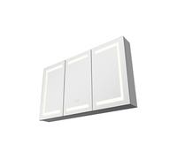 Armoire de salle de bain murale SucceBuy avec miroir LED 100x60cm Verre trempé Blanc