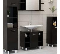 Armoire de salle de bain Noir 60x32x53,5 cm Bois d ingénierie Noir G