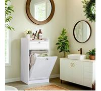 Armoire de Salle de Bain, Panier à Linge, Placard de Rangement, Sac Intérieur Amovible avec Poignées, Blanc