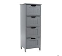 Armoire de salle de bain Relaxdays, 4 tiroirs, H x L x P : 82 x 30 x 30 cm, MDF, meuble d'appoint, grise