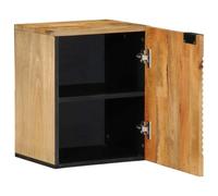 Armoire de Salle de Bain Suspendue en Bois de Manguier Massif Marron | Fixation murale,porte fermée,bois massif,grains uniques,espace au sol optimisé,articles de toilette