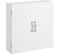 Armoire de salle de bain suspendue - Meuble de rangement mural avec 2 portes - 60 x 18 x 60 cm - Blanc mat - Style scandinave