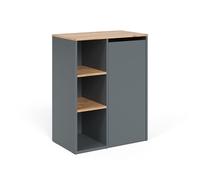 Armoire de salle de bain Vicco Viktor Anthracite/chêne doré 68x88.2cm avec des étagères ouvertes, Model 55164