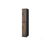 Armoire de sécurité pour vêtements de travail, individuelle, 2 compartiments avec tringle, anthracite/noyer, 316,5 x 1850 x 450 mm