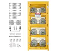 Armoire de sécurité SucceBuy pour bouteilles de gaz, dimensions 762 x 762 x 1785 mm, fabriquée en acier au carbone, avec une structure de rangement à 4 niveaux pour jusqu'à 8 bouteilles, incluant un v