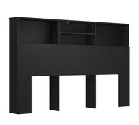 Armoire de tête de lit - DILWE - Noir - 160x19x103,5 cm - Bois d'ingénierie - Montage facile