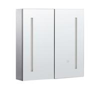 Armoire de Toilette 60 x 60 cm 2 Portes avec LED et Miroirs et Rangements Noir C