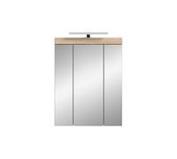 Armoire de toilette 60x19x79 cm chêne + lampe - LAMBY