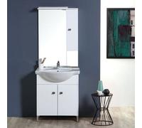 Kiamami Valentina - Armoire de Toilette 75 cm 2 Portes et Meuble Haut en Blanc Brillant | Easy