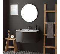 ARMOIRE DE TOILETTE AVEC VASQUE MURALE GRIS ANTHRACITE MIROIR ROND RIVA