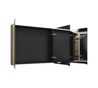 armoire de toilette burgbad Eqio avec éclairage LED à poser et éclairage du plan de toilette, 3 portes, charnières centrales à droite, 1400x800x170mm, SPGT140LF3180, Corps: Décor Cachemire Chêne