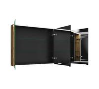 armoire de toilette burgbad Eqio avec éclairage LED à poser et éclairage du plan de toilette, 3 portes, charnières centrales à droite, 1400x800x170mm, SPGT140LF5662, Corps: Décor chêne Urban