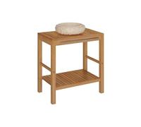 Armoire de toilette en teck solide avec lavabo en marbre Crème