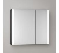 KEUCO SOMARIS Armoire de toilette murale 2 portes, asymétrique, 800mm, 14502372200, Couleur: Noir Mat