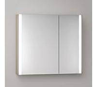 Armoire de toilette KEUCO Somaris avec éclairage 14502852200 80 x 71 x 12,7 cm, décor chêne clair, 2 portes, saillie murale, asymétrique
