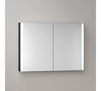 KEUCO SOMARIS Armoire de toilette murale 2 portes, avec miroir chauffant, 1000mm, 14503372101, Couleur: Noir Mat