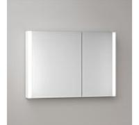 Armoire de toilette KEUCO Somaris avec éclairage 14503512201 100 x 71 x 12,7 cm, blanc mat, 2 portes, montage mural, miroir chauffant, asymétrique