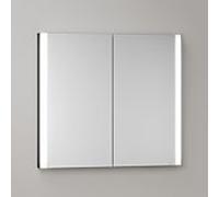 Armoire de toilette KEUCO Somaris avec éclairage intégré 14512372101 80 x 71 x 11,5 cm, noir mat, 2 portes, fixation murale, miroir chauffant