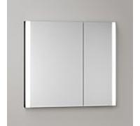 Armoire de toilette KEUCO Somaris avec éclairage intégré 14512372201 80 x 71 x 11,5 cm, noir mat, 2 portes, fixation murale, asymétrique, miroir chauffant