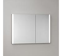 Armoire de toilette KEUCO Somaris avec éclairage intégré 14513852201 100 x 71 x 11,5 cm, décor chêne clair, 2 portes, fixation murale, asymétrique, miroir chauffant