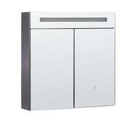 Armoire de Toilette LED Murale Moderne Minimaliste 60x60cm avec Rangement Noire