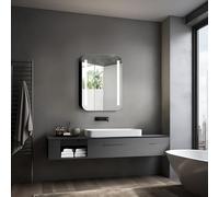Armoire de Toilette Lumineuse Talos Black Linea 60x70 cm - Meuble de Salle de Bain avec Miroir et 2 étagères - Aluminium - Fond Miroir